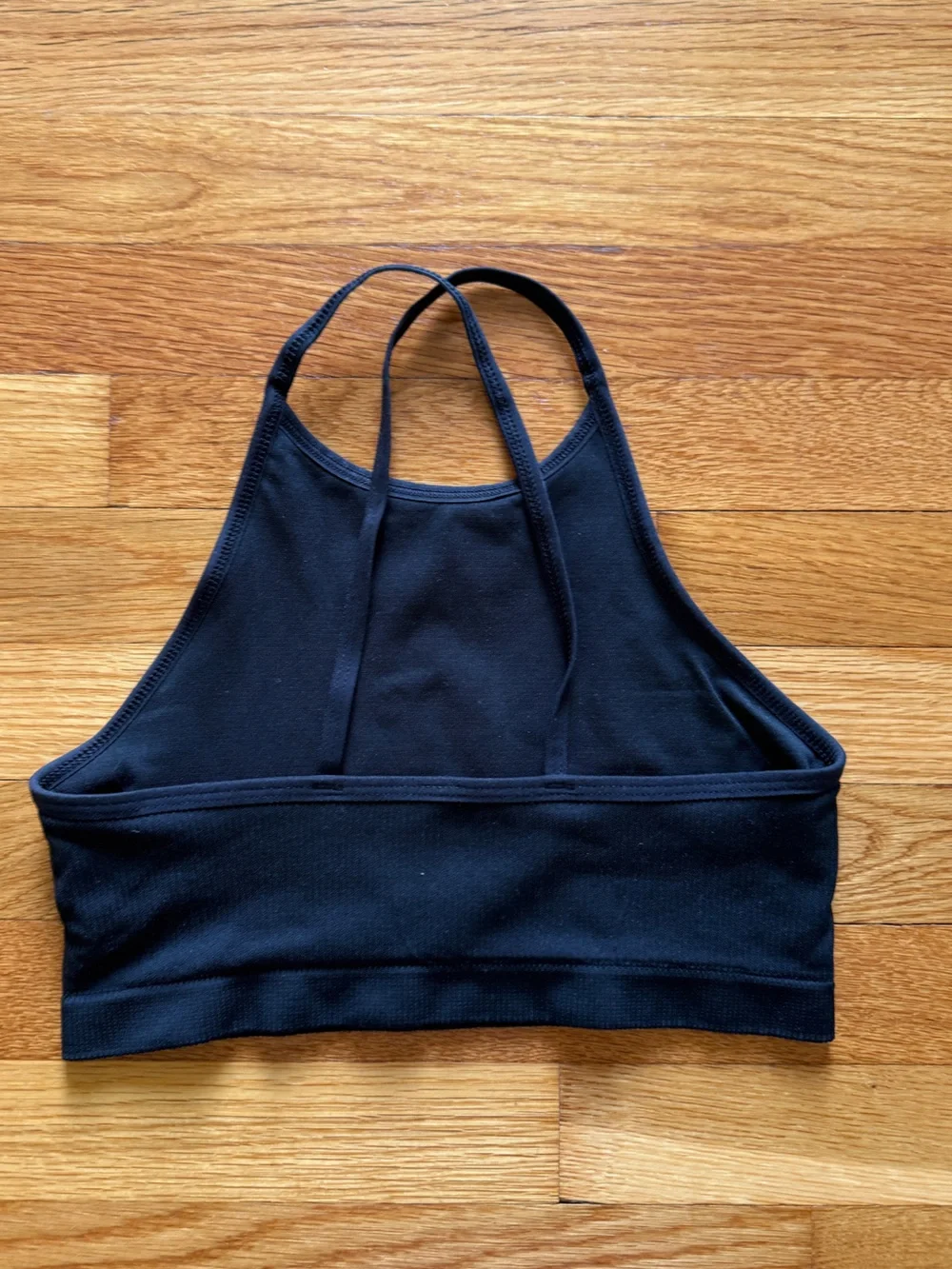 Nike Black High-Neck Ribbed Sports Bralette with White Swoosh
